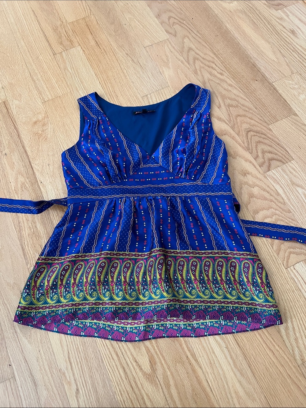 Betsey Johnson Blue Paisley-Trim V-Neck Camisole